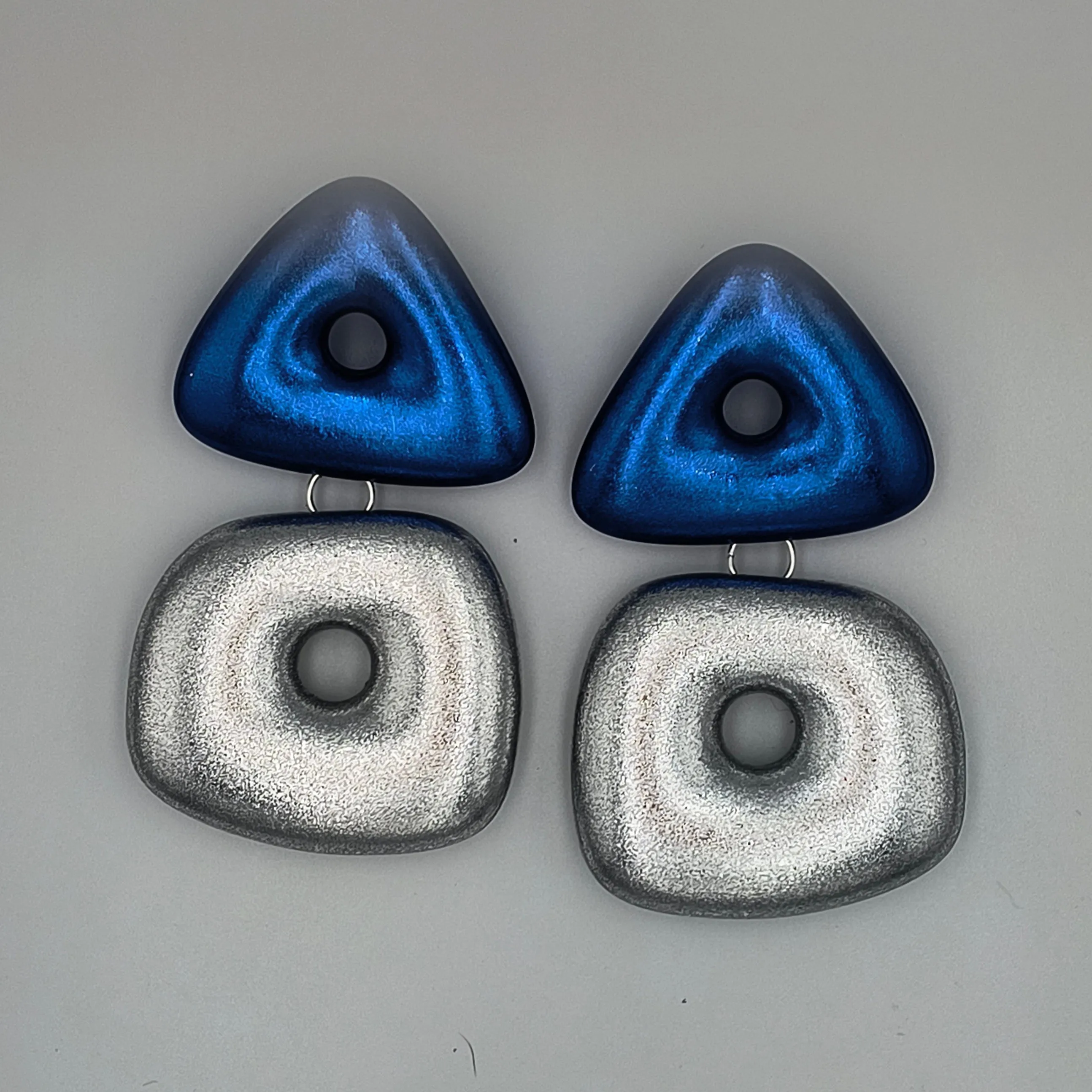Art Deco Earrings / Blue & Silver