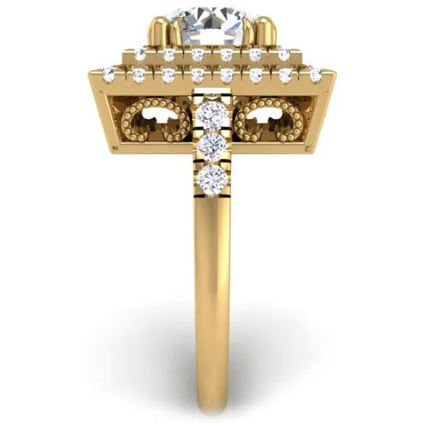 Ben Garelick Estella Art Deco Double Square Halo Pave Set Diamond Engagement Ring