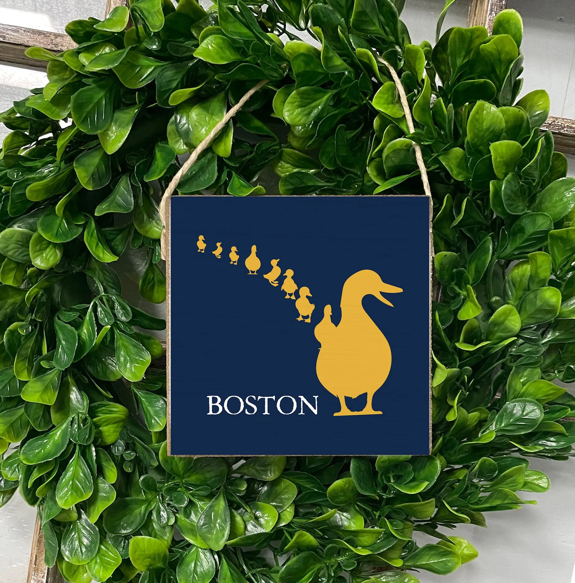 Boston Ducklings Square Twine Sign