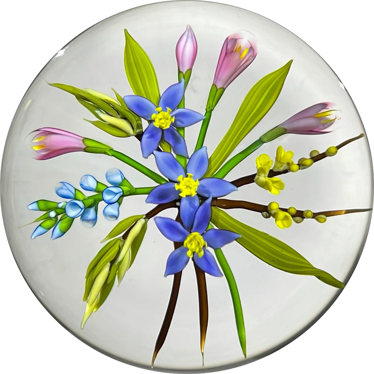 Chris Buzzini 1988 Flamework Wildflower Bouquet Glass Art Paperweight