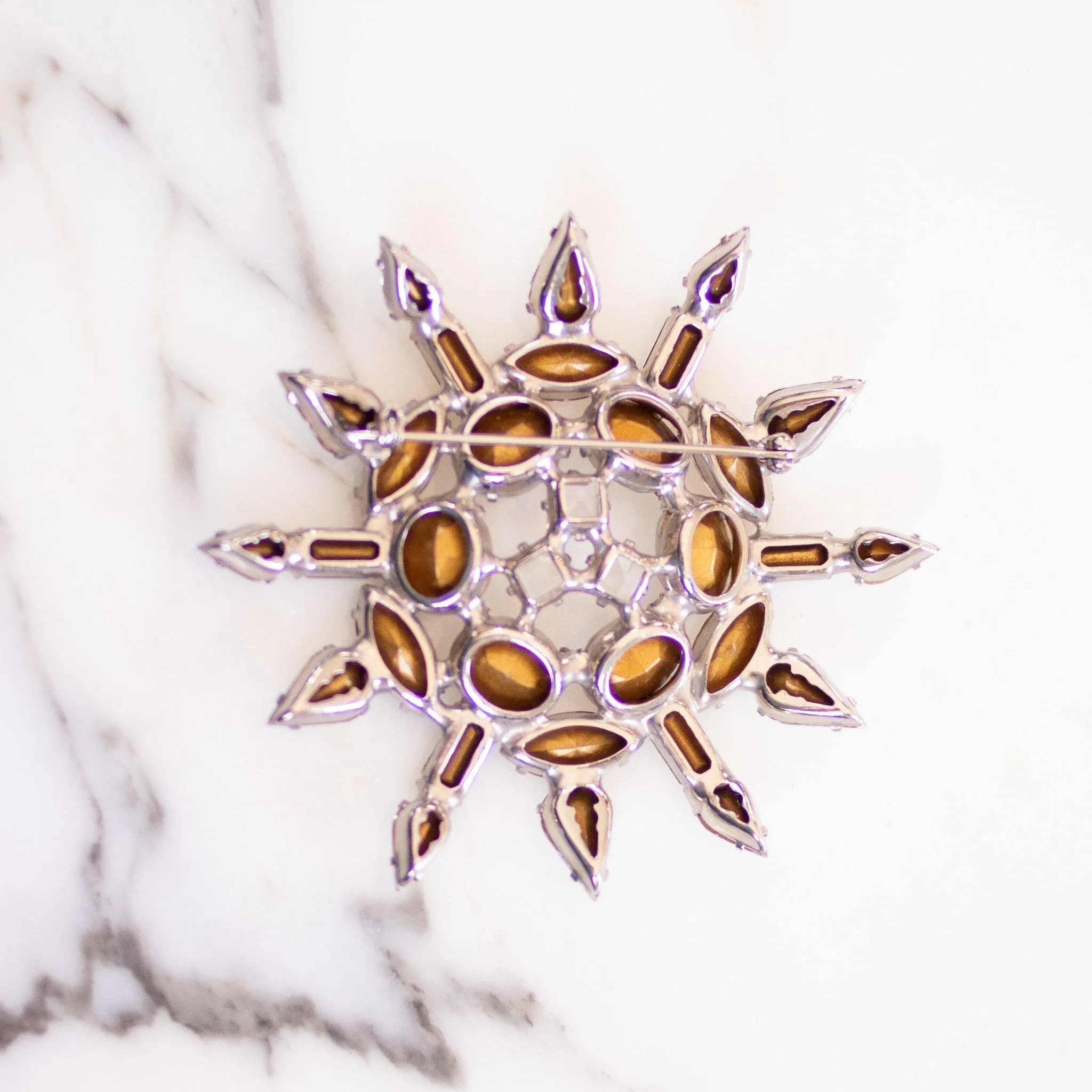 Vintage Art Deco Large Diamante Medallion Brooch