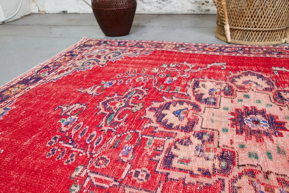 Vintage Demirci Oushak Rug 5.8ftx8ft