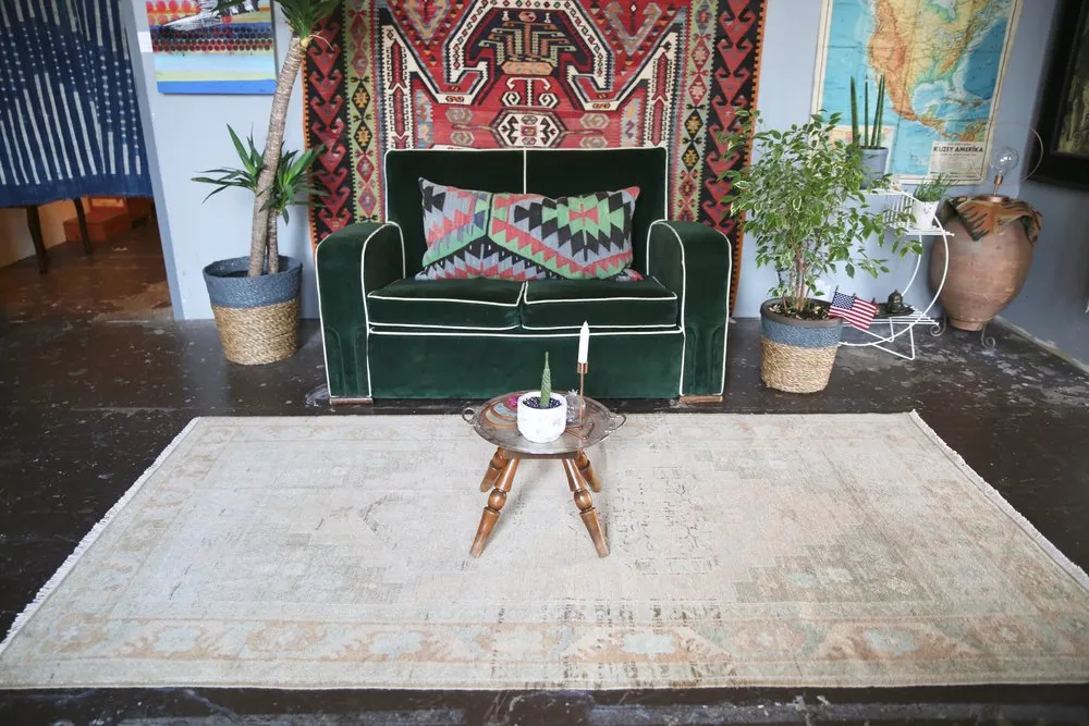 Vintage Faded Turkish Anatolian Rug 4ftx8ft