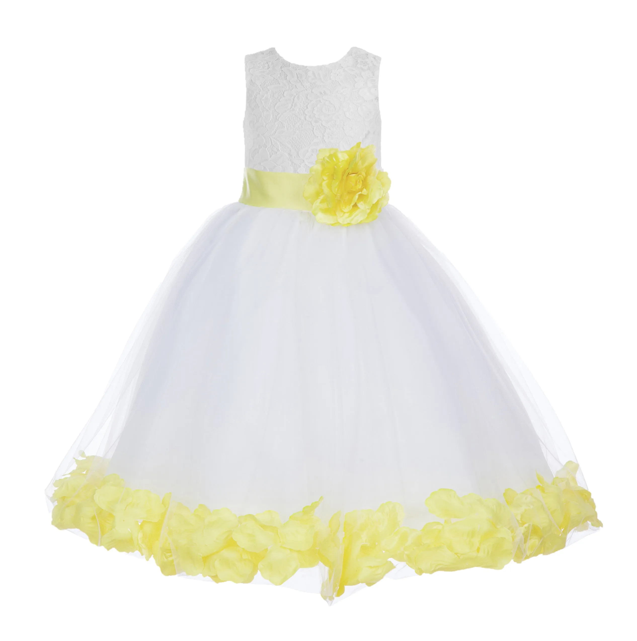 White Floral Lace Heart Cutout Rose Petals Flower Girl Dress Junior Bridesmaid Special Event 185T(1)