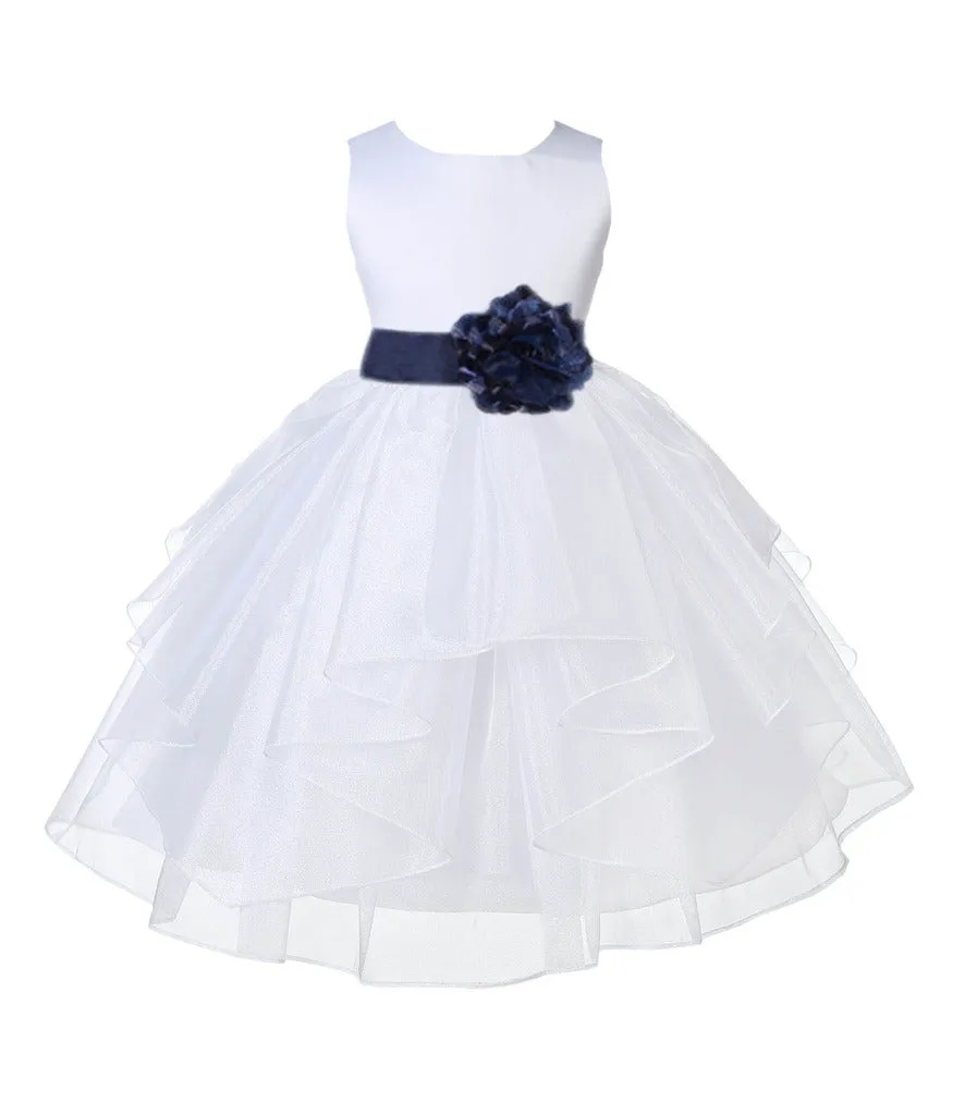 White Shimmering Organza Flower Girl Dress Wedding Junior Bridesmaid Pageant Special Events 4613S(5)